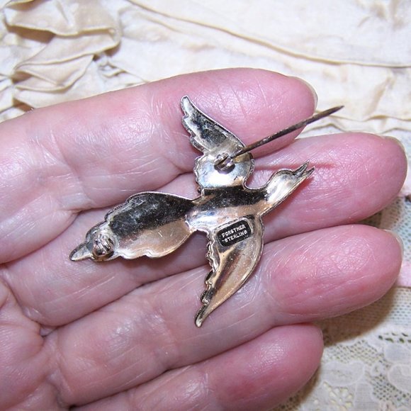 Vintage Forstner Sterling Silver Bird of Paradise Pin Brooch - Picture 4 of 4